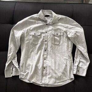Alfani Light Gray Casual Button-Down Shirt